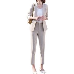 上下セット セットアップ パンツスーツ ジャケット パンツ セット スーツ 事務服 春夏秋服 大きいサイズ 七分袖 カジュアル レディース シンプル ファッション 上品 着痩せ [DYIOPMFGZ] 薄い プフォーマル 面接 卒業式 結婚式 [CHUMO]