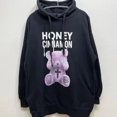 古着 ユーズド ハニーシナモン honey cinnamon プルオーバー パーカー フーディー レディース フリーサイズ 韓国 韓流 オルチャンファッション ブラック 地雷系 甘め テイスト ストリート アメカジ ブランド 長袖 プリント カラー クマのサムネイル