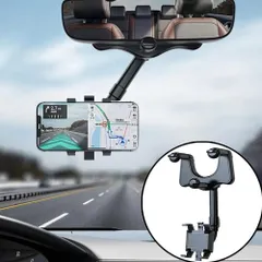 【特価セール】nacyvcos 【2023年新版】 車載ホルダー クリップ式 バックミラー スマホホルダー 車 スマホ 360度回転 ルームミラー取り付け型 スタンド ダッシュボード 各種スマホ対応 電話ホルダー スマホホルダー カー用品 取り付け簡単 全車種