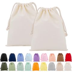 2枚セット 収納袋 無地 帆布 ギフトバッグ キャンバス製 かわいい 巾着袋 おしゃれ 可愛い ラッピング 旅行 学校用 体操服袋 メイク 化粧品 小物入れ (地色 24.5*32cm)