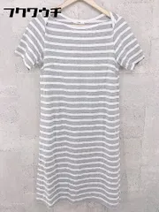 ◇ NIMES ニーム ボーダー 半袖 膝丈 ワンピース グレーホワイト レディース 【中古】 【1002801292232】のサムネイル