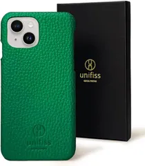 unifiss iphoneケース 14 第16世代 薄型 軽量 ワイヤレス充電対応 高級 シュリンク PUレザー カバー スマホケース マット スリム スマホカバー( グリーン,  iPhone 14)