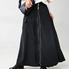 auntiqua アンティカ military×pleatsasymmetryskirt ミリタリー×プリーツアシメスカート 黒 ブラック フリーサイズ レディース オールシーズン ゴーゴー古着マルイ草加店665