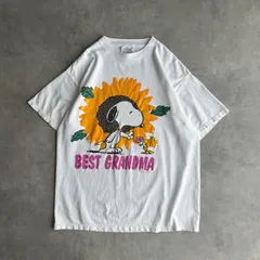 90s〜00s/PEANUTS/ピーナッツ/半袖Tシャツ/素材USA製/アメリカ製/SNOOPY/スヌーピー /ひまわり/向日葵/ウッドストック/キャラクタープリント/フラワー/花/ホワイト/白/XL/jmaple