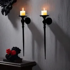 キャンドルスタンド キャンドルホルダー 壁掛け 燭台 アンティーク クラシック シンプル おしゃれ ヴィンテージ ロウソク立て 壁飾り キャンドル ウォールデコ 玄関 リビング 寝室 エレガント 2つセット