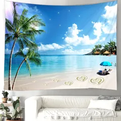 タペストリー 壁飾り 壁掛け装飾布 布ポスター 壁の装飾 多機能壁掛け 背景布 装飾布 部屋飾り 目隠し小物 寝室のカーテン おしゃれインテリア壁飾り 海と砂浜 150ｘ130cm