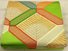 平和屋着物◎六通柄袋帯　唐織　松皮菱文　金銀糸　正絹　逸品　CAAU1210ft