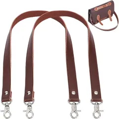PH PandaHall 1.9x60cm ショルダーストラップ バッグ用 ショルダーベルト 本革ハンドバッグ 牛革製 DIY ロブスターバックル付き ウォレット 細い レザーストラップ ウェビングチェーン 茶色 2個( ブラウン)