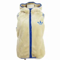アディダスオリジナルス adidas originals 美品 ボア ライナー ベスト フーディー フェイクファー F86410 ベージュ ブルー系 M ■GY04のサムネイル