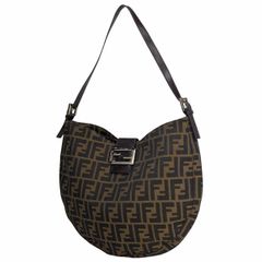 【在庫一掃】 フェンディ FENDI ズッカ柄 ショルダーバッグ ワンショルダー キャンバス ブラウン レディース 【中古】
