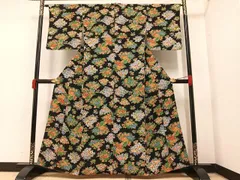 平和屋着物□上質な小紋 紬地 草葉文 正絹 逸品 CAAV6088oy