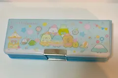 両面開き筆箱　両面ソフトペンケース　水色　すみっコぐらし