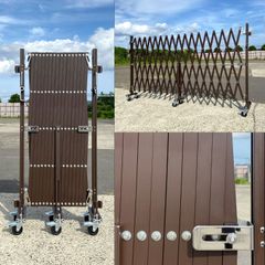 アルマックス EXG1260G-B アルミゲート（ブラウン） W6.2m×H1.27m 傾斜地対応 伸縮フェンス キャスターゲート 仮設ゲート クロスゲート 仮設ゲート アルミ 門扉 伸縮門扉 ALMAX (新古品) mer11