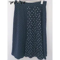 ◇ NATURAL BEAUTY BASIC ドット 水玉 膝下丈 フレア スカート サイズM ネイビー ホワイト レディース  【1203020000787】