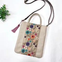 インド刺繍リボン付き 2way 大きめ サコッシュ スマホショルダー 持ち手付き