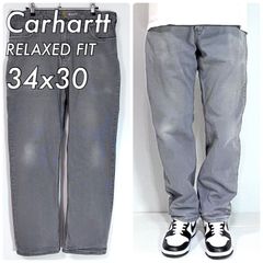 美フェード Carhartt カーハート ライトダック ペインターパンツ W34 L30 34x30 Relaxed Fit ストレッチ リラックスフィット ダック地 ワークパンツ グッドフェード ゴールデンサイズ グレー グッドフェード p25083324