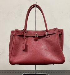 美品】濱野 ハマノ レザー ハンドバッグ ミーティア レッド皇族御用達