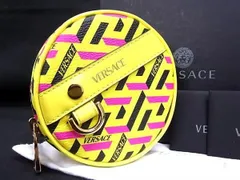 ■極美品■ VERSACE ヴェルサーチ ラ グレカ PVC×レザー ポーチ マルチケース 小物入れ レディース メンズ イエロー系 AZ9795のサムネイル