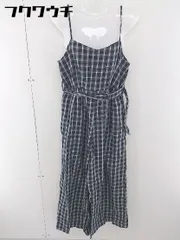 ◇ ◎ LOWRYS FARM ウエストベルト付き チェック キャミソール オールインワン サイズM ブラック レディース 【中古】 【1106020003591】