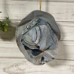 リメイクデニムバッグ 渋ブルー和柄パッチbag-0004 トートバッグ