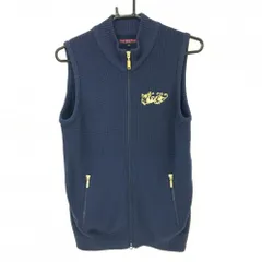 【超美品】ダンスウィズドラゴン 中綿ニットベスト ネイビー 背面総柄 ペイズリー  レディース 3(L) ゴルフウェア Dance With Dragon