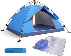 Sammiway SAMMIWAY 텐트 원터치 텐트 캠프 텐트 3~4인용 200x200cm 설영 간단 uv컷 가공(파랑, 4명)