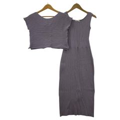 PROPORTION  プロポーションボディドレッシング リブ ニットセットアップ (ワンピース) sizeS/パープル