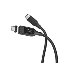 （まとめ） CIO ディスプレイ表示付きマグネットシリコンケーブル CtoC 100W 1m ブラック CIO-SLMG-SC-CC1-BK1本