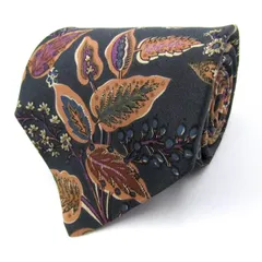 マリオヴァレンティノ ブランドネクタイ 総柄 花柄 リーフ柄 シルク イタリア製 メンズ ダークグレー MARIO VALENTINO 【中古】