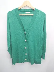 ◇ ⊆ ANNA LUNA アンナルナ パールボタン 長袖 カーディガン サイズM グリーン レディース E  【1410230014842】