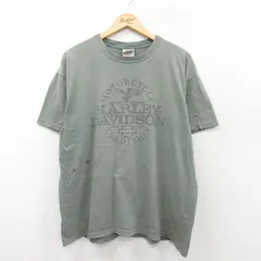XL/古着 ハーレーダビッドソン 半袖 Tシャツ メンズ 鳥 大きいサイズ コットン クルーネック 薄緑 グリーン spe 25aug22 中古