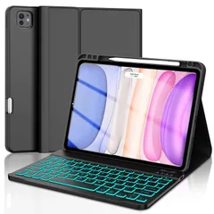 新品 【2024年新型】 iPad Pro 11インチ キーボード ケース M4 2024 iPad Pro 11 キーボード付きケース 軽量 着脱式 ワイヤレス Bluetoothキーボードカバー 7色バックライト 多角度調整 オートスリープ ペン収納 耐衝