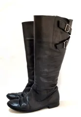 良好 ダイアナ ブーツ ロングブーツ レザー ブラック 黒 23ｃｍ 