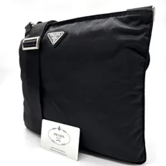 ✨良品✨ PRADA プラダ ショルダーバッグ トートバッグ 三角ロゴ シルバー金具 ロゴ型押し 白タグ テスートナイロン レザー ユニセックス レディース メンズ ブラック 黒色