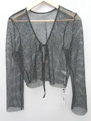 ◇ ◎●未使用●⊂ JUNOAH ジュノア タグつき　メッシュ 長袖 ボレロ　カーディガン サイズXL ブラック レディース P  【1410230003051】