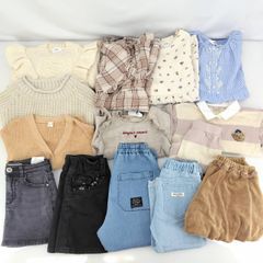 05wm03461 【子供服 女の子まとめ】 セーター カーディガン ワンピース 長ズボン 等 14点セット ZARA/GU/TOMMY HILFIGER 他 100-120cm キッズ  【中古品】