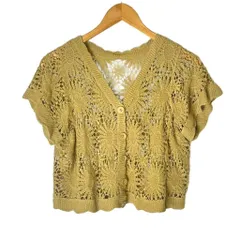 コカ COCA かぎ編みフラワーカーディガン 半袖 レース ONEsize イエロー 06-220505005-001 レディース