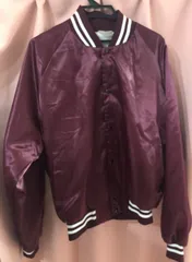 古着　୨୧ ⑅   AUBURN  スタジャン ナイロンジャケット  USA製  オールド  背中刺繍　XL  エンジ　バックロゴ   ゆるだぼ    ビッグサイズ  ビッグシルエット　男女兼用  ⑅୨୧