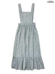 古着 花柄 コットン ロング丈 キャミソール ワンピース 青 水色 (otu2504093)