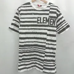◇ ⊂ element エレメント ボーダー柄 半袖 丸首Tシャツ サイズL ホワイト系　ブラック系 メンズ E  【1507080015713】