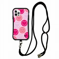 [iPhone14] スマホショルダー付 iPhone16 Pro i-coronケース アイフォン 14 13 12 XS XR XS Max スマホケース ショルダー タイプ 側面保護 耐衝撃  水玉 ピンク ハート かわいい