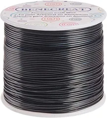 BENECREAT 全長116m線径1.2mmアルミワイヤー アルミ線 アクセサリー ビーズ手芸 アーティスティック クラフト(黒色,  1.2mm)