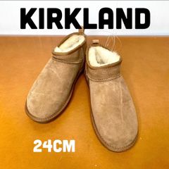 カークランドシグネチャー レディース 24cm アンクルブーツ ベージュ チェスナット スエード ボア