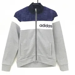 アディダス ジャケット グレー×ネイビー 上部柄 裏微起毛  メンズ M/M ゴルフウェア adidas