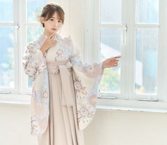 新品 袴3点セット 卒業式 小学生 から 大学生 SS S M L LL  卒業式 謝恩会 水色 ベージュ 清楚 二尺袖着物 下帯 袴 はかま 華やか かわいい 袴セット 袴 セット ②LBJ