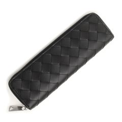 ボッテガヴェネタ イントレチャート スリム ペンシルケース ペンケース カーフスキン レザー ブラック 黒 730023 BOTTEGA VENETA