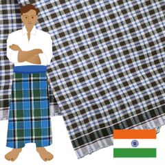 【商用可】インドのボトムズ ルンギ布「STITCHED（縫い合わせ済み）」89