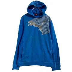 PUMA プリントスウェット パーカー キッズ XXL ブルー プーマ スポーツ プルオーバー 裏起毛 古着卸 アメリカ仕入 a612-6300