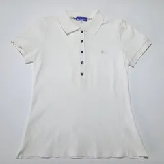 バーバリー ブルーレーベル ポロシャツ ノバチェック ホワイト 白 38サイズ Burberry