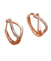 可愛い ピアス つけっぱなし シルバー925 フープピアス 金属アレルギー対応 つけっぱなしピアス レディース アレルギー対応 リング ジルコニア (ピンクゴールド) [ピンクゴールド]